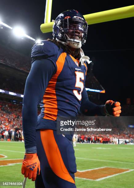Randy Gregory of the Denver Broncos reacts after a play during the second half against the San Francisco 49ers at Empower Field At Mile High on...