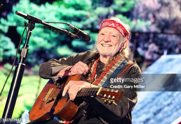 Willie Nelson performs in concert during Farm Aid at Coastal Credit Union Music Park at Walnut Creek on September 24, 2022 in Raleigh, North Carolina.