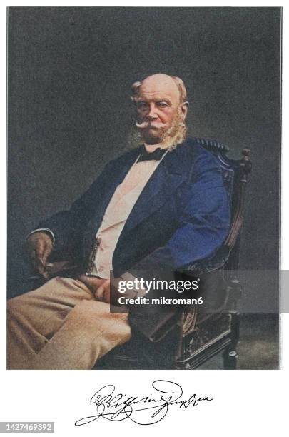 portrait of emperor william i or wilhelm i, king of prussia - imperador guilherme i da alemanha imagens e fotografias de stock