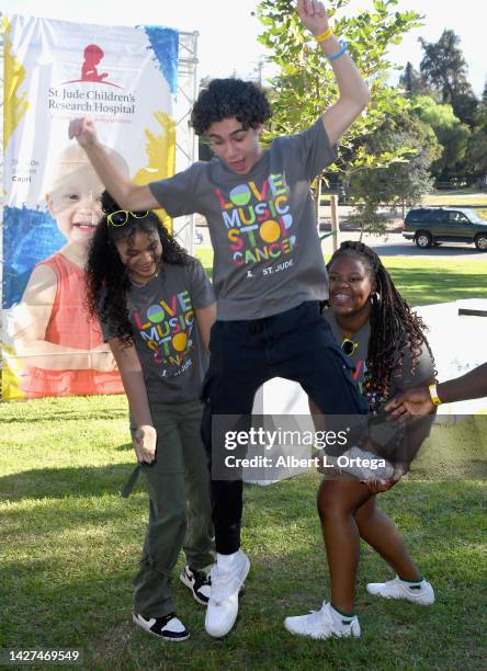 Eliana Sua, Jackson Dollinger and Leatha Joyner attend St. Jude Walk/Run Presented by Bosch held at Griffith Park on September 24, 2022 in Los...