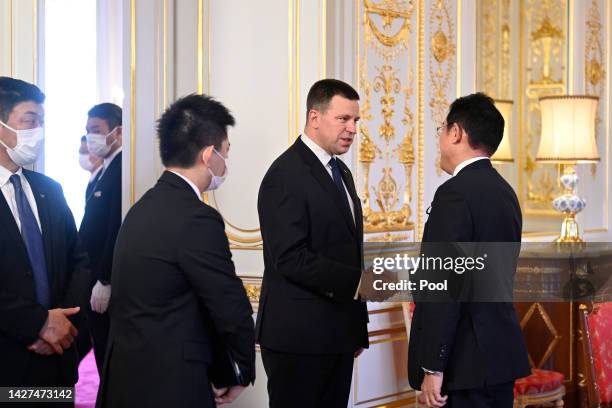 Japan's Prime Minister Fumio Kishida meets the Estonian Parliament's President Juri Ratas on September 26, 2022 at the Akasaka State Guest House in...