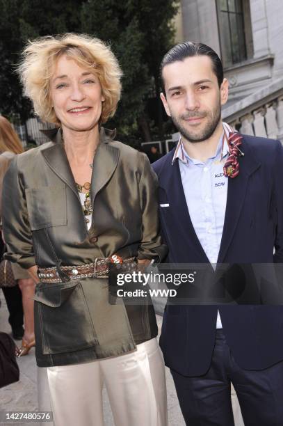 Designers Loulou de la Falaise and Alexis Mabille attend Madame Carven's 100th Birthday party at Musee Galliera in Paris.