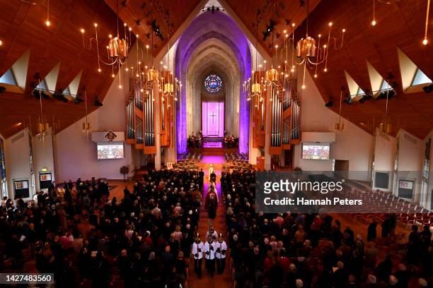 General view during the Auckland service of memorial for Her Majesty Queen Elizabeth II at Holy Trinity Cathedral on September 26, 2022 in Auckland,...