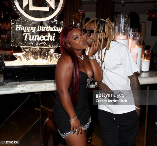 Reginae Carter and Lil Wayne attend Lil Wayne's 40th Birthday at The Nice Guy on September 25, 2022 in Los Angeles, California.