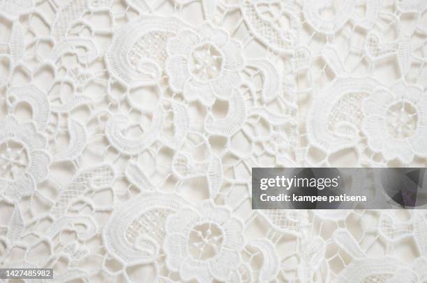 ivory floral lace, close up - lace textile bildbanksfoton och bilder