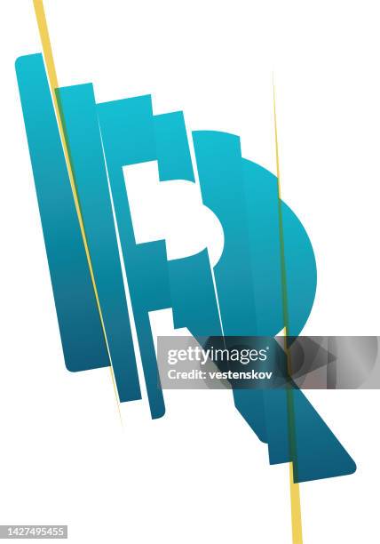 contemporary stylish cut slice typography vector illustration - r logo stock illustrations