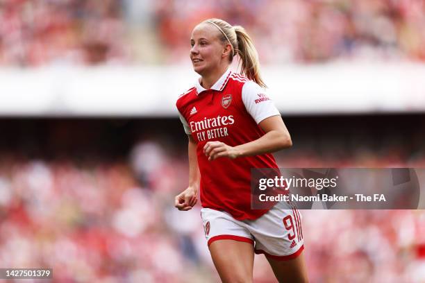 Beth Mead of Arsenal looks on during the FA Women's Super League match between Arsenal and Tottenham Hotspur at Emirates Stadium on September 24,...