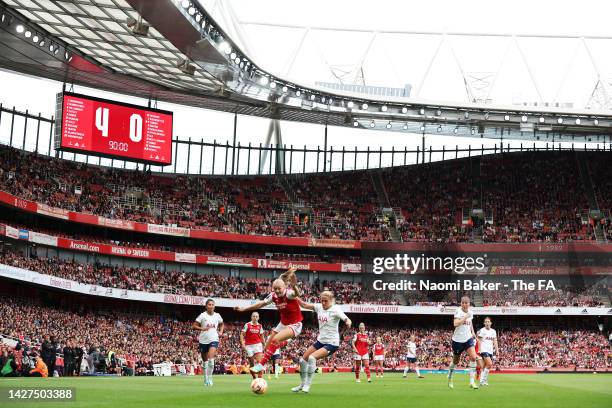 Frida Maanum of Arsenal in action during the FA Women's Super League match between Arsenal and Tottenham Hotspur at Emirates Stadium on September 24,...