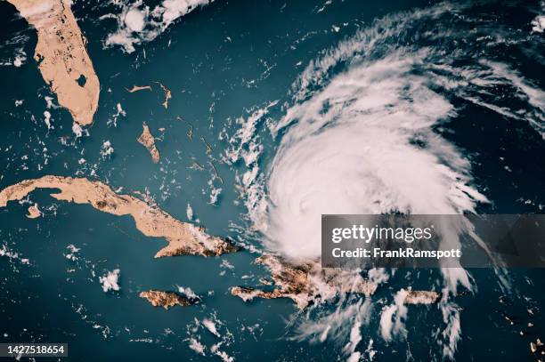 hurricane fiona cloud map caribbean sea 3d render neutral - orkan bildbanksfoton och bilder