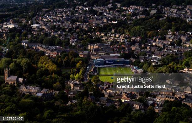 General view of Causeway Lane as Matlock Town play Lancaster City in the Northern Premier League on September 24, 2022 in Matlock, England.