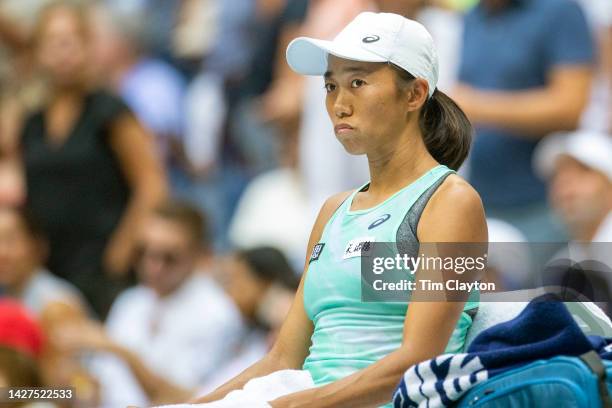 September 04: Shuai Zhang of China during the Women's Singles fourth round match on Arthur Ashe Stadium during the US Open Tennis Championship 2022...