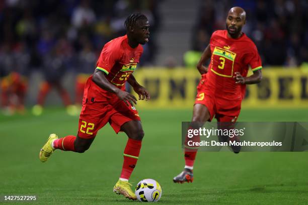 Kamal Deen Sulemana of Ghana in action during the international friendly match between Brazil and Ghana at Stade Oceane on September 23, 2022 in Le...