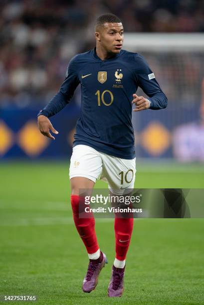 Kylian Mbappe of France during the UEFA Nations League League A Group 1 match between France and Austria at Stade de France on September 22, 2022 in...