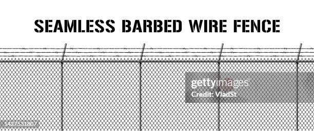 stacheldrahtzaun gefängnis grunge nahtloser hintergrund - zaun stock-grafiken, -clipart, -cartoons und -symbole