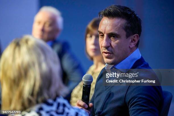 Former England football player Gary Neville attends a panel on the future of English football on day two of the Labour Party Conference at the ACC on...