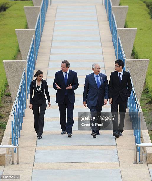 British Prime Minister David Cameron meets students on arrival the University of Nottingham, Malaysian Campus where he held a Q&A with Malaysian...