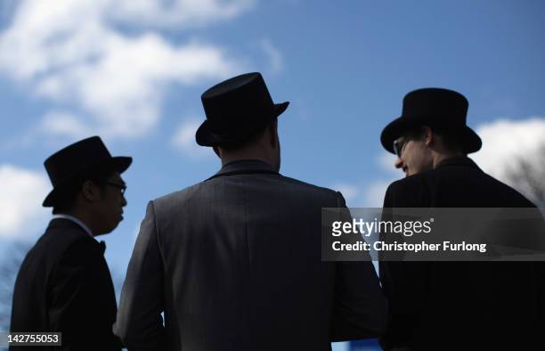 Racegoers arrive for the first day of the Aintree Grand National meeting on April 12, 2012 in Aintree, England. The first day, known as Liverpool...