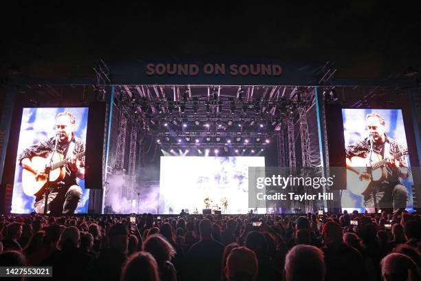 Tim Reynolds and Dave Matthews perform during the 2022 Sound on Sound Music Festival at Seaside Park on September 25, 2022 in Bridgeport, Connecticut.