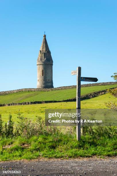 hartshead pike above mossley, greater manchester, england - september uk stock pictures, royalty-free photos & images