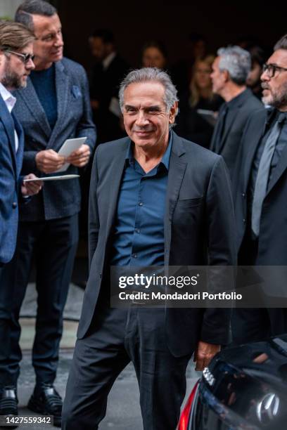 Italian entrepreneur Carlo Capasa guest at the fashion show of Giorgio Armani at the Milan Fashion Week Women's Collection Spring Summer 2023. Milan...