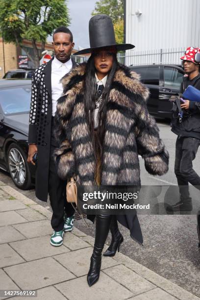 Erykah Badu at the Burberry S/S 2022 Catwalk Show during London Fashion Week September 2022 on September 26, 2022 in London, England.