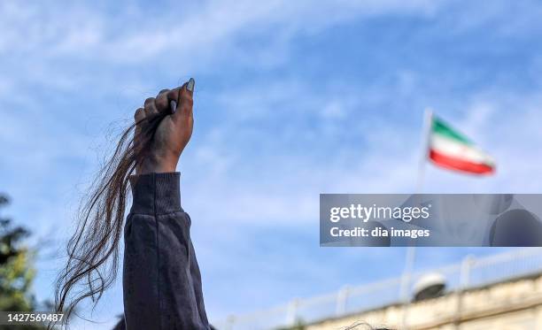 Women protest over the death of 22-year-old Iranian Mahsa Amini in front of the Iranian Consulate on September 26, 2022 in Istanbul, Türkiye. Mahsa...