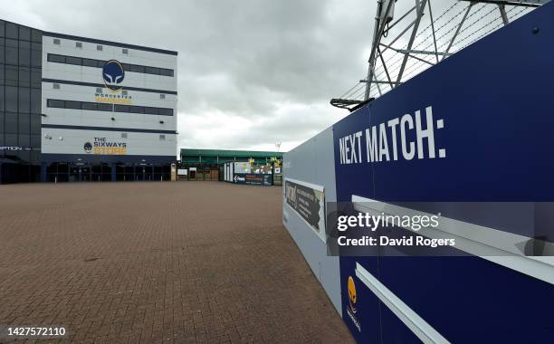 General view of the Sixways Stadium, home of Worcester Warriors, on September 26, 2022 in Worcester, England.