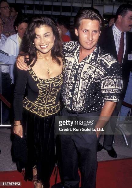Singer Paula Abdul and actor Emilio Estevez attend the "Sleepless in Seattle" Century City Premiere on June 23, 1993 at the Cineplex Odeon Century...
