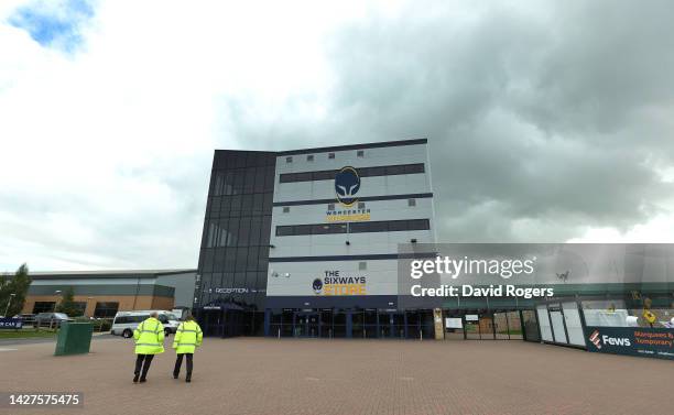 General view of the Sixways Stadium, home of Worcester Warriors, on September 26, 2022 in Worcester, England.