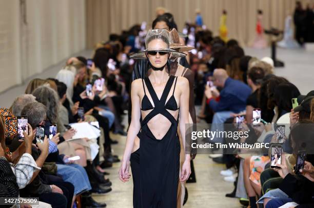 Models walk the runway during the Burberry show during London Fashion Week September 2022 on September 26, 2022 in London, England.