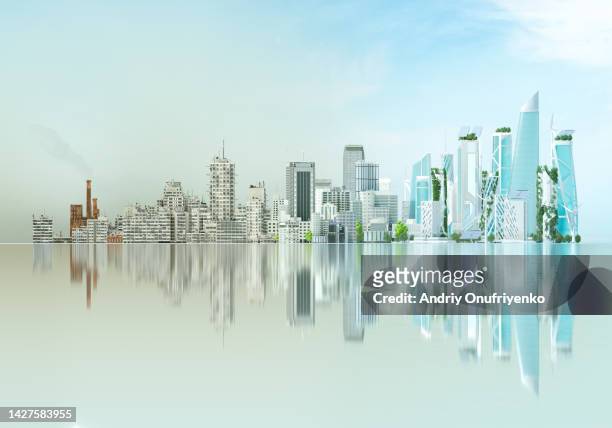 sustainable cityscape diagram - smart city concept foto e immagini stock