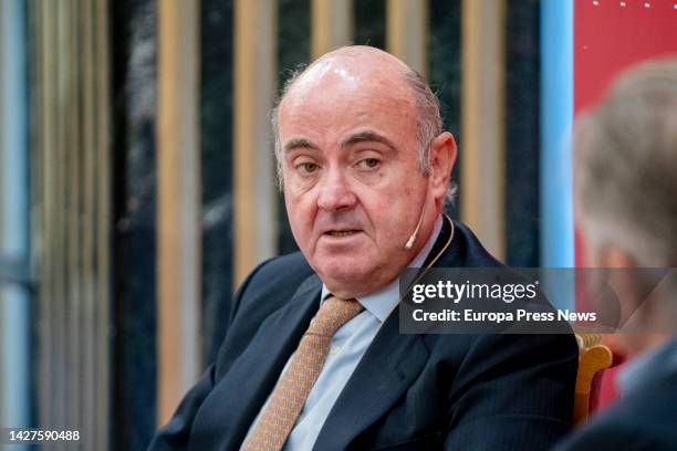 The President of the Bank of Spain, Luis de Guindos, participates in an event organized by the Spanish Association of Executives , at the...