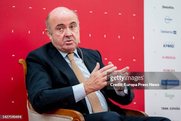 The President of the Bank of Spain, Luis de Guindos, participates in an event organized by the Spanish Association of Executives , at the...