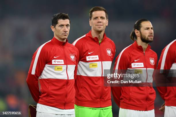 Robert Lewandowski of Poland looks on during the UEFA Nations League League A Group 4 match between Wales and Poland at Cardiff City Stadium on...