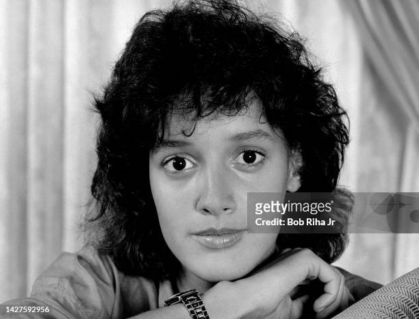 Actress Jennifer Beals during photo shoot at Chateau Marmont Hotel, July 2, 1985 in Los Angeles, California.