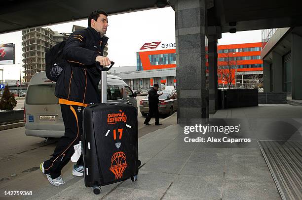 Rafa Martinez, #17 of Valencia Basket arrives to Novotel Sheremetievo during the Eurocup Basketball Finals 2012 on April 12, 2012 in Khimki, Russia.