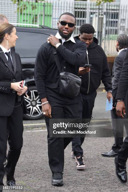 Headie One arriving at the Burberry s/s 2023 Catwalk Show during London Fashion Week September 2022 on September 26, 2022 in London, England.