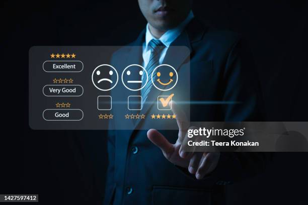 customer satisfaction survey concept. - excellent-customer-service-definition stock pictures, royalty-free photos & images