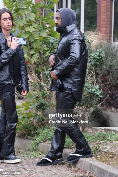 Kanye West leaving the Burberry s/s 2023 Catwalk Show during London Fashion Week September 2022 on September 26, 2022 in London, England.