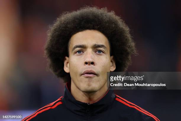 Axel Witsel of Belgium stands for the national anthem prior to the UEFA Nations League League A Group 4 match between Netherlands and Belgium at...