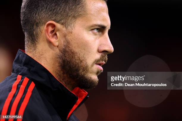 Eden Hazard of Belgium looks on prior to the UEFA Nations League League A Group 4 match between Netherlands and Belgium at Johan Cruijff ArenAon...