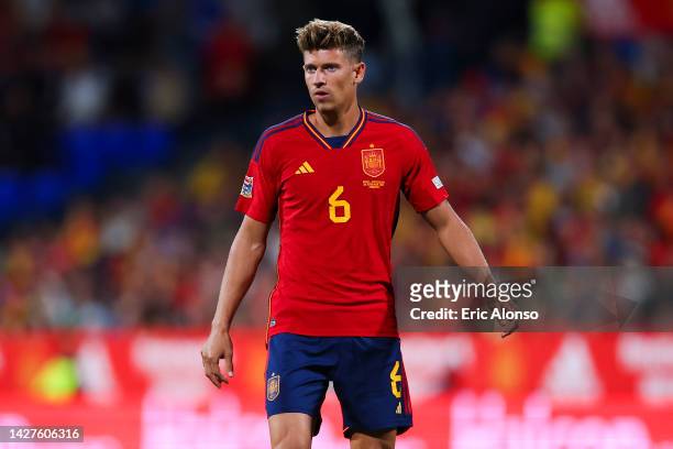 Marcos Llorente of Spain looks on during the UEFA Nations League League A Group 2 match between Spain and Switzerland at La Romareda on September 24,...