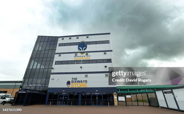 General view outside of the Sixways Stadium, home of Worcester Warriors, on September 26, 2022 in Worcester, England.