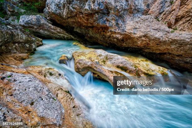 scenic view of waterfall,italy - running water isolated stock pictures, royalty-free photos & images
