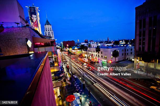 hollywood boulevard life at blue hour! - hollywood california stock pictures, royalty-free photos & images