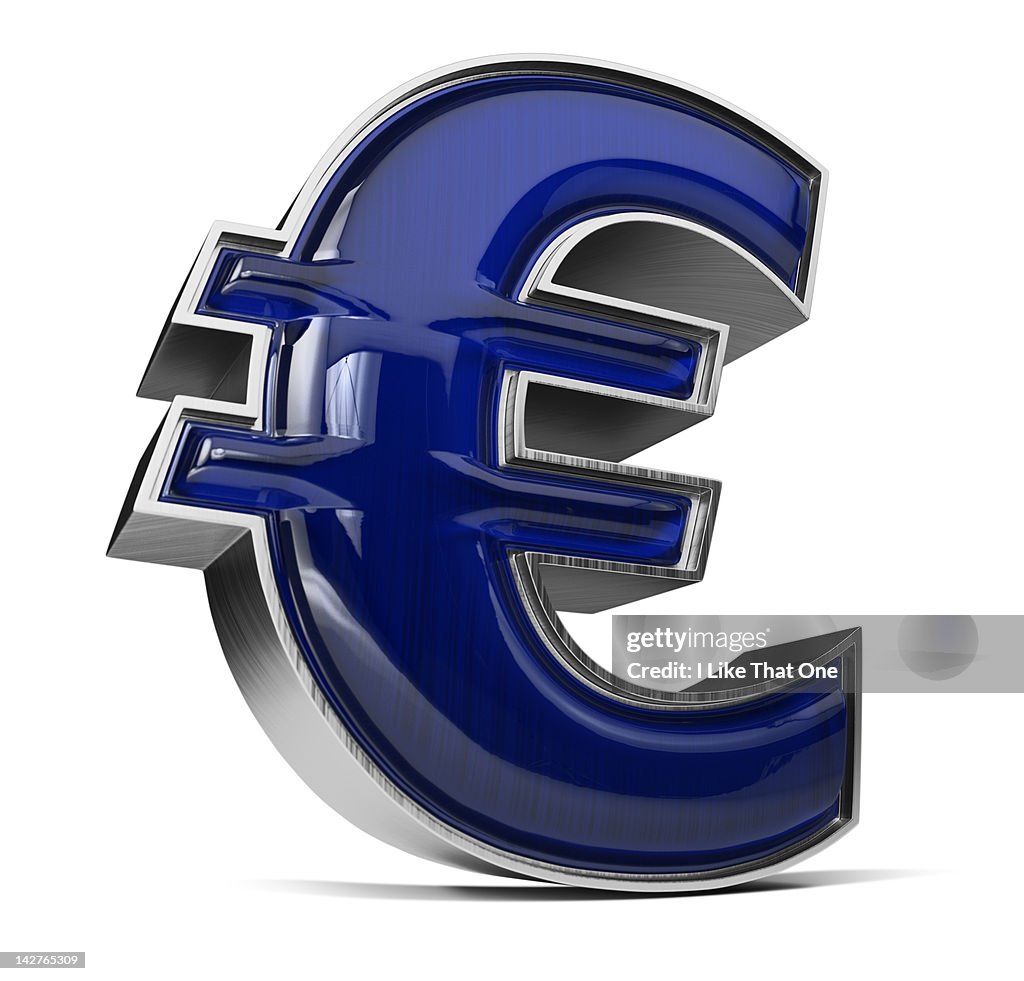 Metal and blue glass Euro symbol