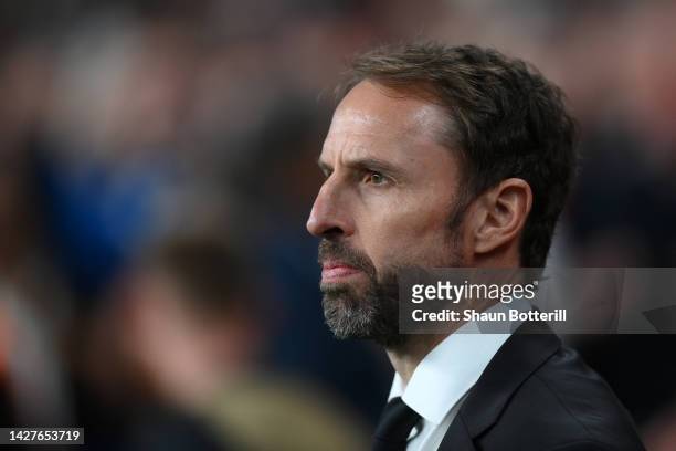 Gareth Southgate, Manager of England looks on prior to the UEFA Nations League League A Group 3 match between England and Germany at Wembley Stadium...