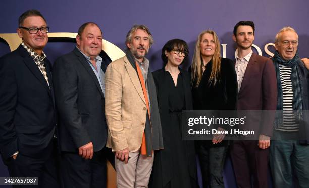 Jeff Pope, Mark Addy, Steve Coogan, Sally Hawkins, Philippa Langley, Harry Lloyd and Stephen Frears attend the UK premiere of "The Lost King" at Ham...