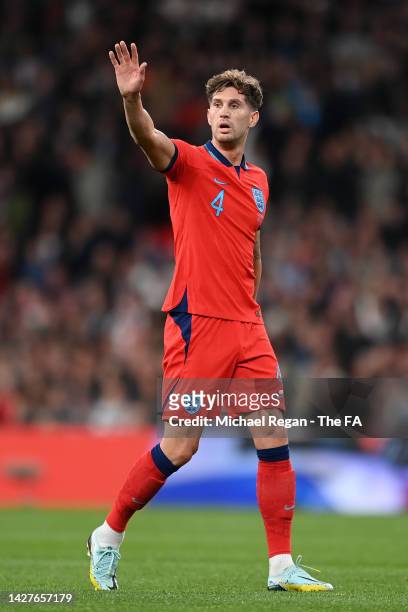 John Stones of England reacts during the UEFA Nations League League A Group 3 match between England and Germany at Wembley Stadium on September 26,...