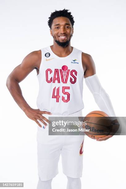 Donovan Mitchell of the Cleveland Cavaliers poses for a photo during Media Day at Rocket Mortgage Fieldhouse on September 26, 2022 in Cleveland,...